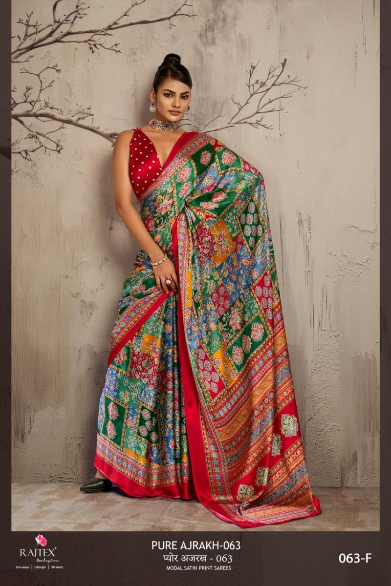 Pure Ajrakh 063 By Rajtex Modal Satin Ajrakh Print Saree